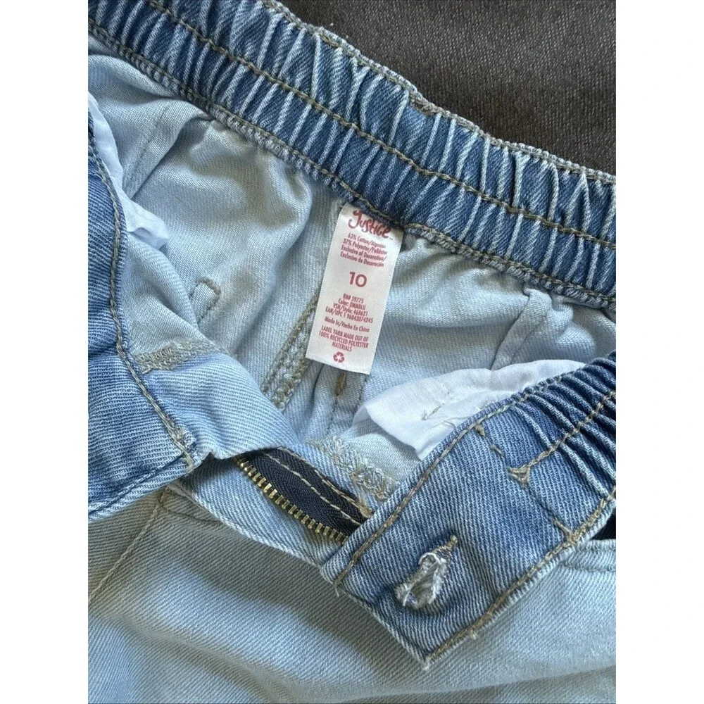 Justice | Girls Size 10 Light Wash Cargo Wide Leg Denim Jeans Soft Comfy
